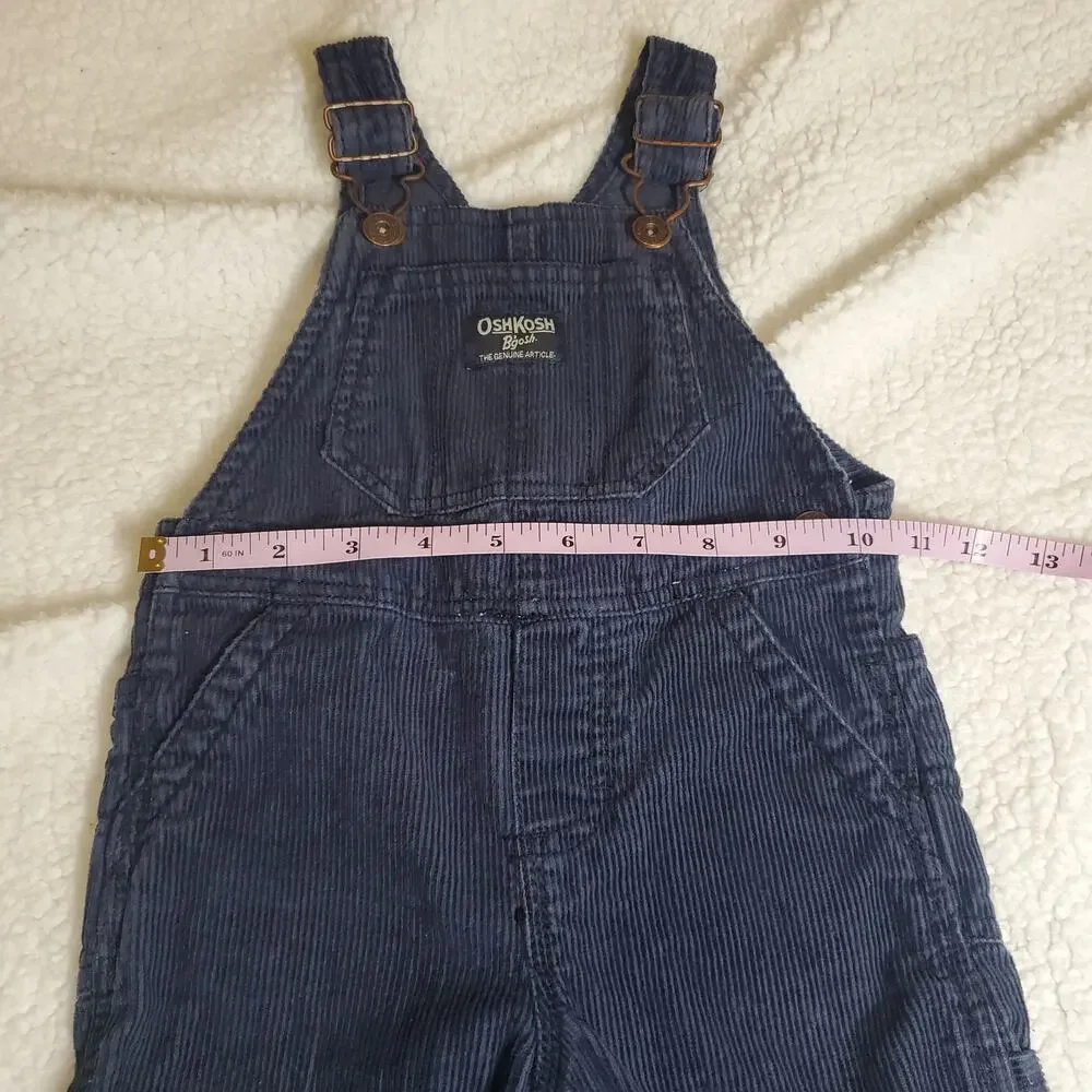Oshkosh B'gosh Blue Corduroy Overalls Size 18 Months 100% Cotton Bear Embroidery
